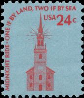 Scott 1603<br />24c Old North Church Boston MA<br />Pane Single; Overall Tag<br /><span class=quot;smallerquot;>(reference or stock image)</span>