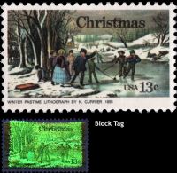 Scott 1703<br />13c Winter Pastime - Block Tag<br />Pane Single<br /><span class=quot;smallerquot;>(reference or stock image)</span>