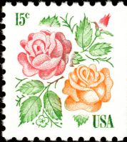 Scott 1737<br />15c Rose<br />Booklet Pane Single; Small Block Tag<br /><span class=quot;smallerquot;>(reference or stock image)</span>