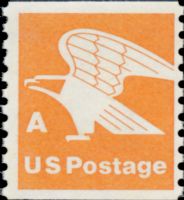 Scott 1743<br />(15c) Rate Change A - Orange Eagle<br />Coil Single; Overall Tag<br /><span class=quot;smallerquot;>(reference or stock image)</span>