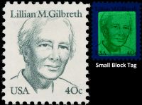 Scott 1868<br />40c Lillian M. Gilberth<br />Pane Single; Small Block Tag<br /><span class=quot;smallerquot;>(reference or stock image)</span>