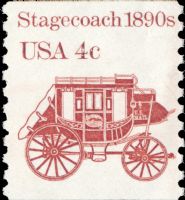 Scott 1898A<br />4c Stagecoach 1890s<br />Coil Single; Overall Tag<br /><span class=quot;smallerquot;>(reference or stock image)</span>
