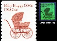 Scott 1902<br />7.4c Baby Buggy 1880s<br />Coil Single; Large Block Tag<br /><span class=quot;smallerquot;>(reference or stock image)</span>