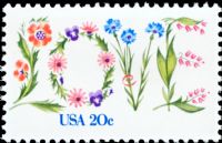 Scott 1951<br />20c Love: in Flowers<br />Pane Single<br /><span class=quot;smallerquot;>(reference or stock image)</span>
