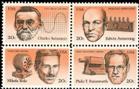 Scott 2055-2058<br />20c American Inventors<br />Pane Block of 4 #2058a (4 designs)<br /><span class=quot;smallerquot;>(reference or stock image)</span>