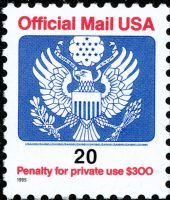Scott O155<br />20c Great Seal<br />Pane Single<br /><span class=quot;smallerquot;>(reference or stock image)</span>