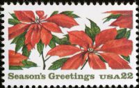 Scott 2166<br />22c Poinsettia<br />Pane Single<br /><span class=quot;smallerquot;>(reference or stock image)</span>