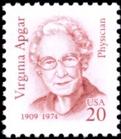 Scott 2179<br />20c Virginia Apgar<br />Pane Single; Red-brown; Grainy Tag<br /><span class=quot;smallerquot;>(reference or stock image)</span>