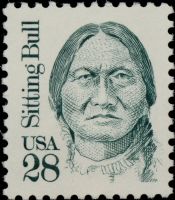 Scott 2183<br />28c Sitting Bull<br />Pane Single; Large Block Tag<br /><span class=quot;smallerquot;>(reference or stock image)</span>