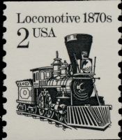Scott 2226<br />2c Locomotive 1870s<br />Coil Single; Dull Gum; Large Block Tag<br /><span class=quot;smallerquot;>(reference or stock image)</span>
