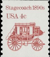 Scott 2228<br />4c Stagecoach 1890s<br />Coil Single; Large Block Tag<br /><span class=quot;smallerquot;>(reference or stock image)</span>
