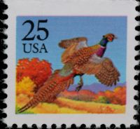 Scott 2283<br />25c Pheasant; From BK158<br />Booklet Pane Single; Large Block Tag<br /><span class=quot;smallerquot;>(reference or stock image)</span>