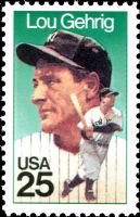 Scott 2417<br />25c Lou Gehrig<br />Pane Single<br /><span class=quot;smallerquot;>(reference or stock image)</span>