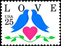 Scott 2440<br />25c Love: Blue Birds<br />Pane Single<br /><span class=quot;smallerquot;>(reference or stock image)</span>