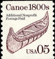 Scott 2453<br />5c Canoe 1800s - Brown<br />Coil Single; Untagged<br /><span class=quot;smallerquot;>(reference or stock image)</span>