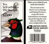 Scott BK242A<br />$2.00 | 20c Pheasant<br />Booklet<br /><span class=quot;smallerquot;>(reference or stock image)</span>