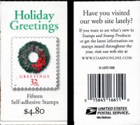 Scott BK270<br />$4.80 | 32c Wreathes<br />Booklet<br /><span class=quot;smallerquot;>(reference or stock image)</span>