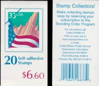 Scott BK276<br />$6.60 | 33c Flag Over City<br />Booklet<br /><span class=quot;smallerquot;>(reference or stock image)</span>