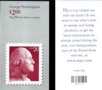 Scott BK282A<br />$2.00 | 20c George Washington #3483 L / #3482 R<br />Booklet<br /><span class=quot;smallerquot;>(reference or stock image)</span>