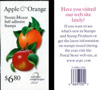 Scott BK284A<br />$6.80 | 34c Apple and Orange<br />Booklet<br /><span class=quot;smallerquot;>(reference or stock image)</span>