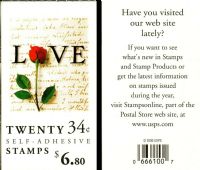 Scott BK285<br />$6.80 | 34c Love: Letter and Rose<br />Booklet<br /><span class=quot;smallerquot;>(reference or stock image)</span>