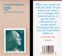 Scott BK288<br />$2.30 | 23c George Washington<br />Booklet<br /><span class=quot;smallerquot;>(reference or stock image)</span>