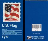 Scott BK291A<br />$7.40 | 37c Flag<br />Booklet<br /><span class=quot;smallerquot;>(reference or stock image)</span>