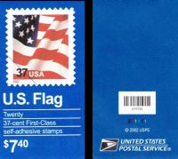 Scott BK291B<br />$7.40 | 37c Flag<br />Booklet<br /><span class=quot;smallerquot;>(reference or stock image)</span>