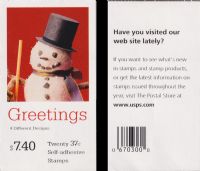 Scott BK293<br />$7.40 | 37c Snowmen<br />Booklet<br /><span class=quot;smallerquot;>(reference or stock image)</span>