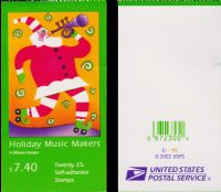 Scott BK296<br />$7.40 | 37c Holiday Music Makers<br />Booklet<br /><span class=quot;smallerquot;>(reference or stock image)</span>
