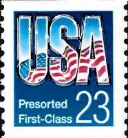 Scott 2606<br />(23c) USA Flag Reflection - Presorted First-Class with First Class 9½ mm & 23c 6 mm long<br />Coil Single; Untagged<br /><span class=quot;smallerquot;>(reference or stock image)</span>