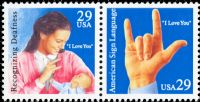 Scott 2784a<br />29c American Sign Language<br />Pane Pair #2783-2784 (2 designs)<br /><span class=quot;smallerquot;>(reference or stock image)</span>