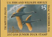 Scott JDS25<br />$5.00 Trumpeter Swans (2017-2018)<br />Pane Single<br /><span class=quot;smallerquot;>(reference or stock image)</span>