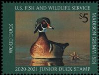 Scott JDS28<br />$5.00 Wood Duck (2020-2021)<br />Pane Single<br /><span class=quot;smallerquot;>(reference or stock image)</span>