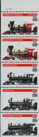 Scott 2843-2847<br />29c Locomotives<br />Booklet Pane of 5 #2843-2847 (5 designs)<br /><span class=quot;smallerquot;>(reference or stock image)</span>
