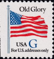Scott 2884<br />(32c) Rate Change Blue G-Old Glory<br />Booklet Pane Single; Solid tag<br /><span class=quot;smallerquot;>(reference or stock image)</span>