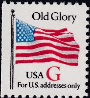 Scott 2885<br />(32c) Rate Change Red G-Old Glory (VB)<br />Booklet Pane Single<br /><span class=quot;smallerquot;>(reference or stock image)</span>