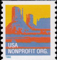 Scott 2902<br />(5c) Butte - Blue 1995 - USA NONPROFIT ORG<br />Coil Single; Untagged<br /><span class=quot;smallerquot;>(reference or stock image)</span>