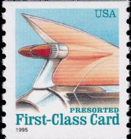 Scott 2909<br />(15c) 1959 Cadillac Tail Fin - Black 1995 - PRESORTED First-Class Card<br />Coil Single; Untagged<br /><span class=quot;smallerquot;>(reference or stock image)</span>