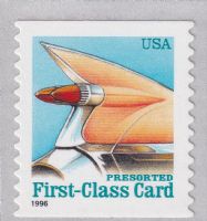 Scott 2910<br />(15c) 1959 Cadillac Tail Fin - Black 1996 - PRESORTED First-Class Card (Coil)<br />Coil Single<br /><span class=quot;smallerquot;>(reference or stock image)</span>
