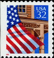 Scott 2916<br />32c Flag Over Porch - Red 1995 (VB)<br />Booklet Pane Single<br /><span class=quot;smallerquot;>(reference or stock image)</span>