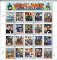 Scott 2975<br />32c Civil War<br />Pane of 20 #2975a-2975t (20 designs)<br /><span class=quot;smallerquot;>(reference or stock image)</span>