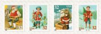 Scott 3014-3017<br />32c Santa and Children<br />Coil Strip of 4 #3014-3017 (4 designs)<br /><span class=quot;smallerquot;>(reference or stock image)</span>