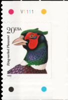 Scott 3051A<br />20c Pheasant<br />Booklet Pane Single; Solid Tag<br /><span class=quot;smallerquot;>(reference or stock image)</span>