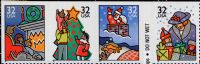 Scott 3113-3116<br />32c Holiday Scenes<br />Convertible Booklet Horizontal Strip of 4 #3116av (4 designs)<br /><span class=quot;smallerquot;>(reference or stock image)</span>