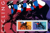Scott 3119<br />$1.00 50c | Cycling<br />Souvenir Sheet of 2<br /><span class=quot;smallerquot;>(reference or stock image)</span>