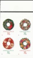 Scott 3245-3248<br />32c Greetings - Wreathes (VB)<br />Vending Booklet Pane of 4 #3248a (4 designs)<br /><span class=quot;smallerquot;>(reference or stock image)</span>