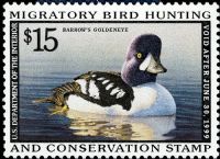 Scott RW65<br />$15.00 Barrow's Goldeneye - Issued 1998<br />Pane Single<br /><span class=quot;smallerquot;>(reference or stock image)</span>