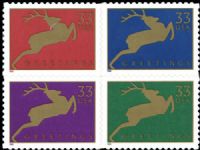 Scott 3356-3359<br />33c Holiday Greetings - Reindeers<br />Pane Horizontal Strip of 4 #3359a (4 designs)<br /><span class=quot;smallerquot;>(reference or stock image)</span>