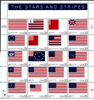 Scott 3403<br />33c Stars and Stripes<br />Pane of 20 #3403a-3403t (20 designs)<br /><span class=quot;smallerquot;>(reference or stock image)</span>